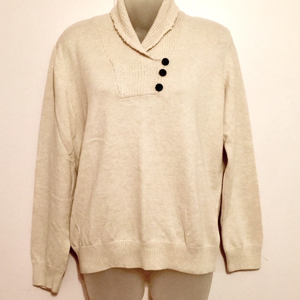 Jeanne Pierre 100% cotton shawl collar sweater